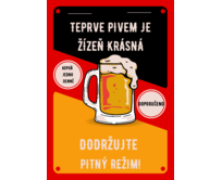 Plechová retro cedule / plakát  - Teprve pivem je žízeň krásná Provedení:: Plechová cedule A5 cca 20 x 15 cm