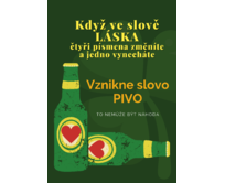 Plechová retro cedule / plakát  - Pivo-láska Provedení:: Plechová cedule A5 cca 20 x 15 cm