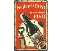 Plechová retro cedule / plakát  - Nejlepší pivo... Provedení:: Papírový obraz v rámu A4