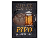 Plechová retro cedule / plakát - Chléb je nezbytný k životu... Provedení:: Papírový obraz v rámu A4