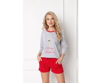 New Design Pyžamo dámské Cookie Short Grey-Red červená, XL