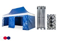 Nůžkový párty stan 3x6 m TENTino BH EXTREME PVC Barva: 8A - MODRÁ / BLUE (VOLÁNY BÍLÉ) 8A - MODRÁ / BLUE (VOLÁNY BÍLÉ)