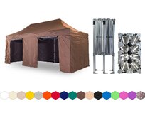 Nůžkový párty stan 4x6 m /6 noh TENTino BIG HEXAGON Barva: 10A - HNĚDÁ 10A - HNĚDÁ