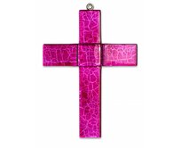 WAGA - Skleněný kříž na stěnu růžový