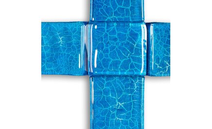 WAGA - Skleněný kříž na stěnu modrý