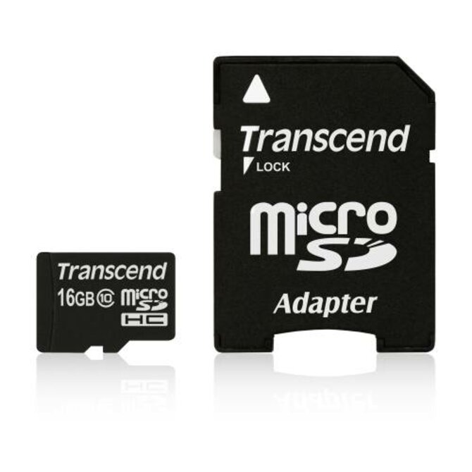 Transcend 16GB microSDHC (Class 10) paměťová karta (s adaptérem)