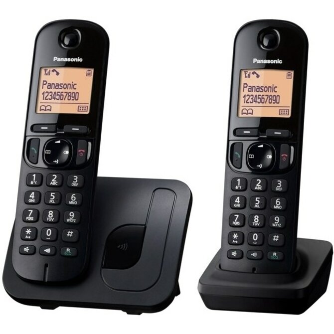 Panasonic KX-TGC212FXB, bezdrát. telefon, 2 sluchátka, černý