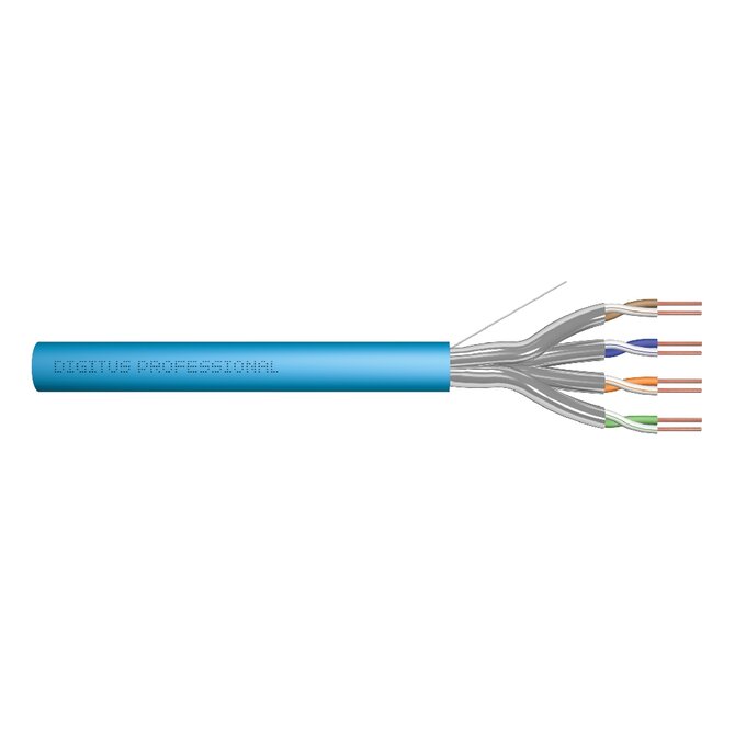 DIGITUS Instalační kabel CAT 6A U-FTP, 500 MHz Eca (EN 50575), AWG 23/1, buben 305 m, simplex, barva modrá