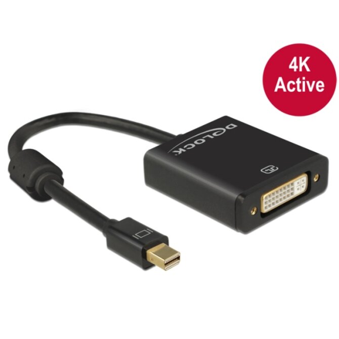 Delock adaptér mini Displayport 1.2 samec > DVI samice 4K aktivní černý