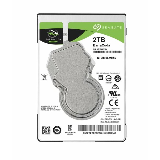 Seagate BarraCuda HDD, 2TB, 2.5", SATAIII, 128MB cache, 5.400RPM