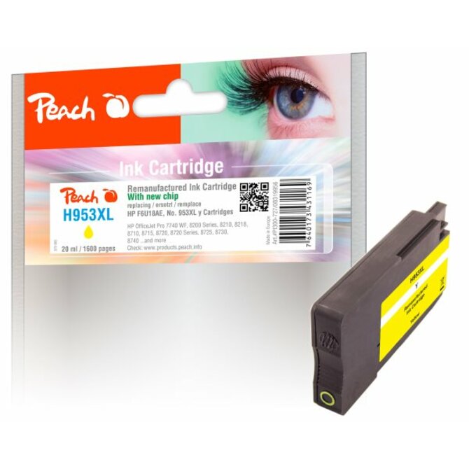 PEACH kompatibilní cartridge HP No. 953XL, žlutá, F6U18AE, 20ml