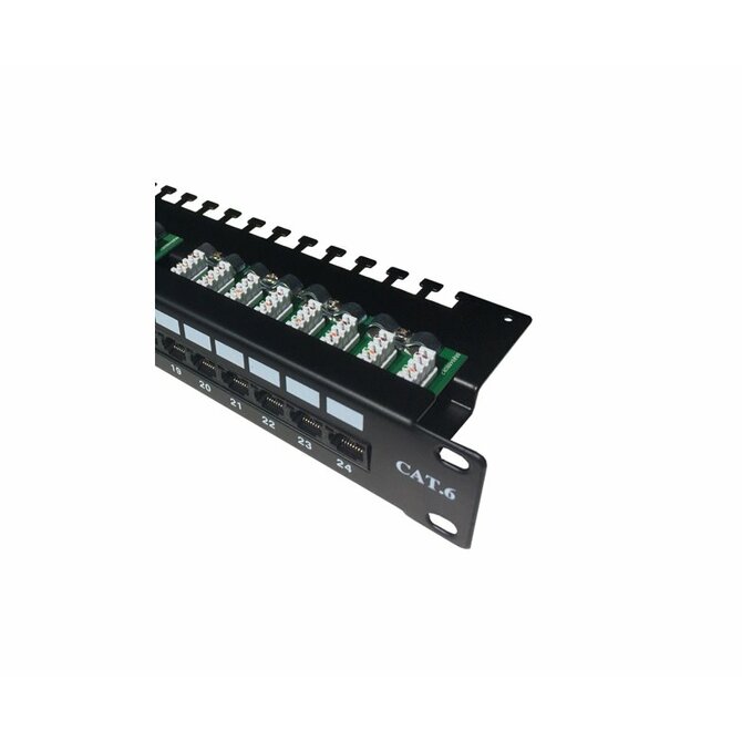 DATACOM Patch panel 19" UTP 24 port CAT6 LSA 1U BK (3x8p)hor.zářez