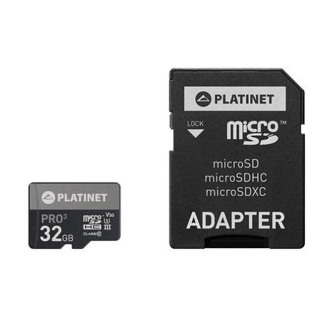 PLATINET microSDHC  SECURE DIGITAL + ADAPTER SD 32GB class10 UIII 90MB/s [44003]