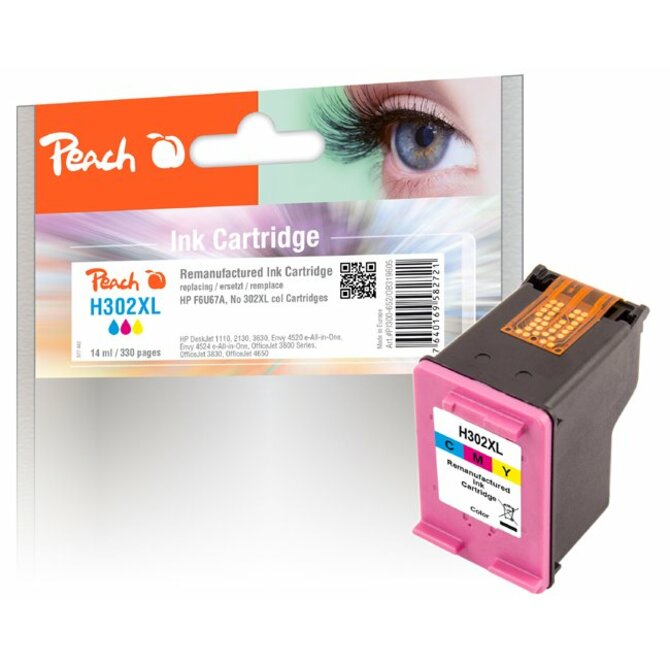 PEACH kompatibilní cartridge HP F6U67A, No 302, color, XL