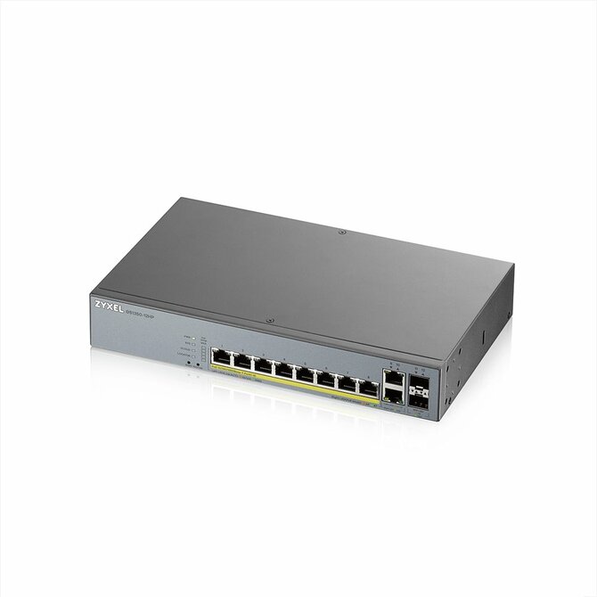 Zyxel GS1350-12HP, 12 Port managed CCTV PoE switch, long range, 130W (1 year NCC Pro pack license bundled)