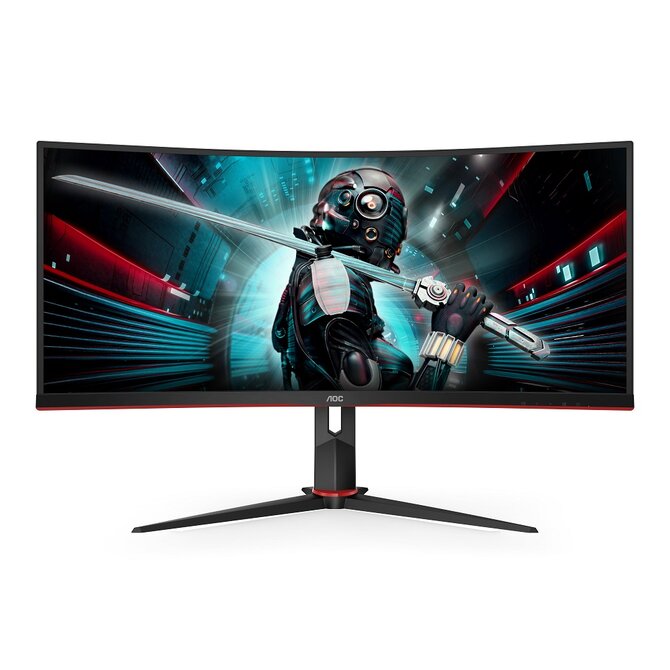 AOC LCD herní CU34G2X 34" zakřivený VA 21:9 FreeSync/3440x1440@144Hz/1ms/300cd/80mil:1/2xHDMI/2xDP/4xUSB/VESA