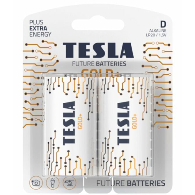 Tesla D GOLD+ alkalická, 2 ks, ND 