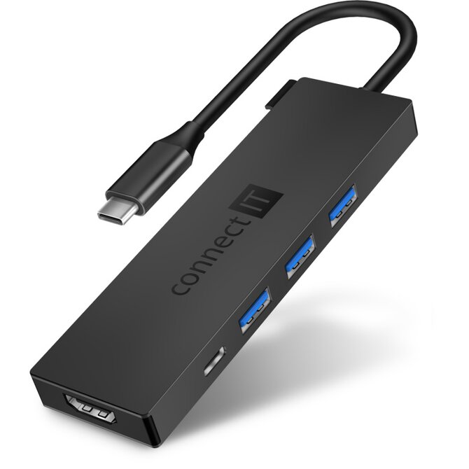 CONNECT IT USB-C hub, 5v1 (USB-C,3xUSB-A,HDMI), externí, ANTRACITOVÝ