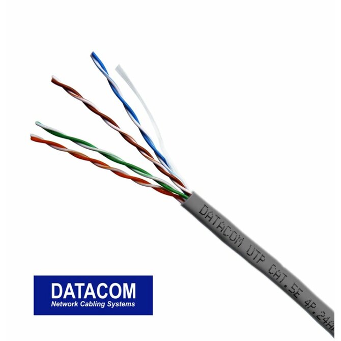 DATACOM UTP drát CAT5E PVC,Eca 50m šedý - metráž