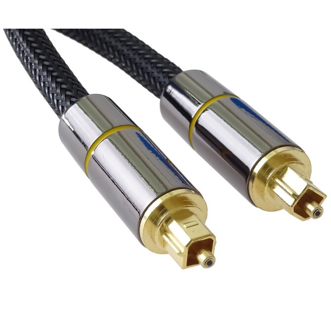 PremiumCord Optický audio kabel Toslink, OD:7mm, Gold-metal design + Nylon 0,5m