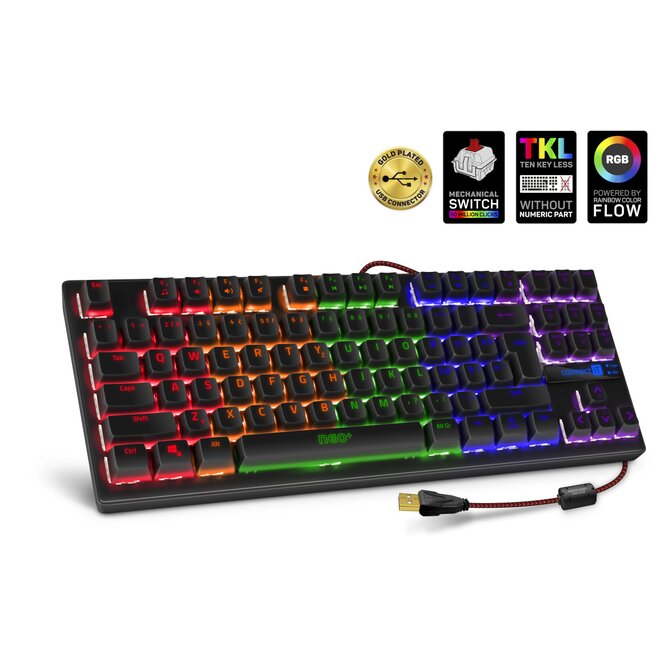 CONNECT IT NEO+ Compact mechanická herní klávesnice, RGB podsvícení , USB, (CZ+SK verze)