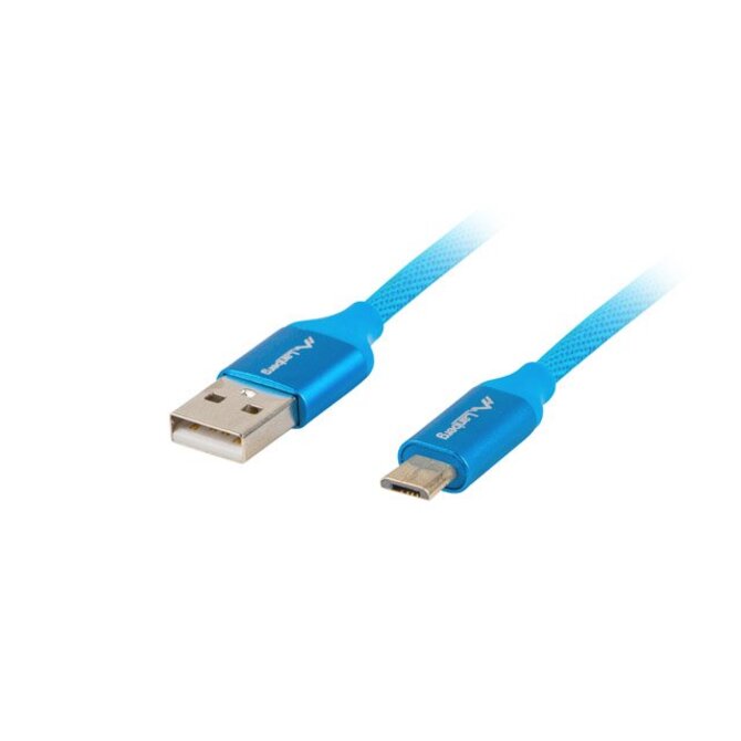 LANBERG USB MICRO (M) na USB-A (M) 2.0 kabel 1,8m, modrý, rychlé nabíjení 3.0 