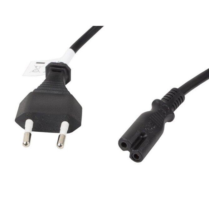 LANBERG CEE 7/16 na IEC 320 C7 EURO (RADIO) POWER CORD 3M VDE černý  