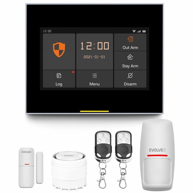 EVOLVEO Alarmex Pro, chytrý bezdrátový Wi-Fi/GSM alarm, 4.3“ barevný displej IPS