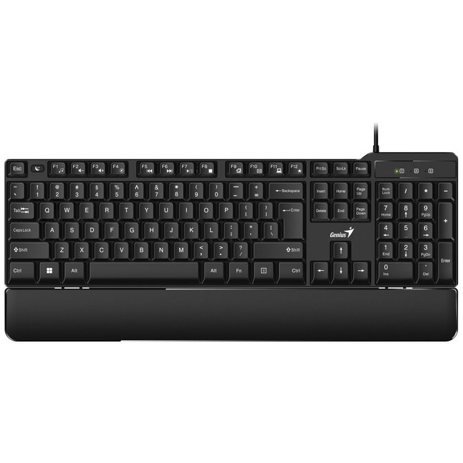 Genius KB-100XP, Klávesnice, drátová, ergo předložka, CZ+SK layout, USB, černá