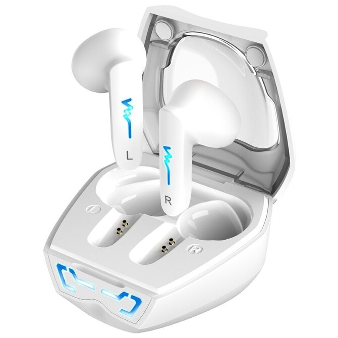 Genius HS-M920BT, Headset, bezdrátový, do uší, mikrofon, výdrž 4 hodiny, LED podsvícení, Bluetooth, USB-C, bílý