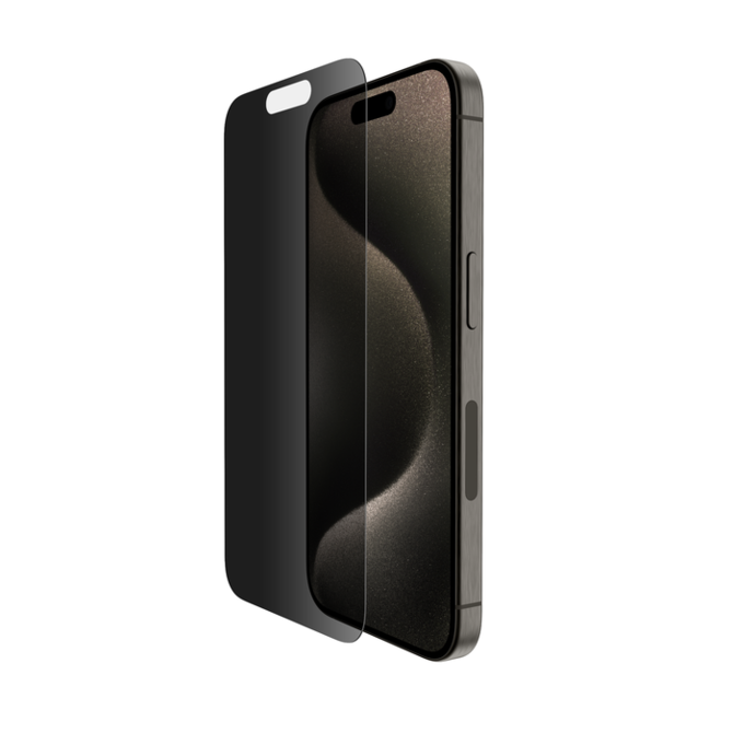 Belkin SCREENFORCE™ TemperedGlass Privacy Anti-Microbial ochranné privátní sklo pro iPhone 15 Pro