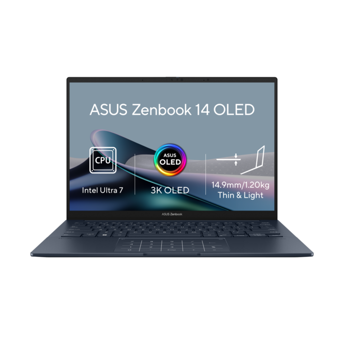 Asus Zenbook 14 OLED - Core Ultra 7 Processor 155H/16GB/1TB SSD/14"/2,8k/OLED/Touch/hliníkový/2y PUR/Win 11 Home/modrá