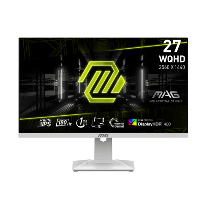 MSI Gaming monitor MAG 274QRFW, 27" Rapid IPS/2560x1440 (WQHD)/ 180Hz/1ms/2x HDMI/DP/Výškově nastavitelný/Pivot