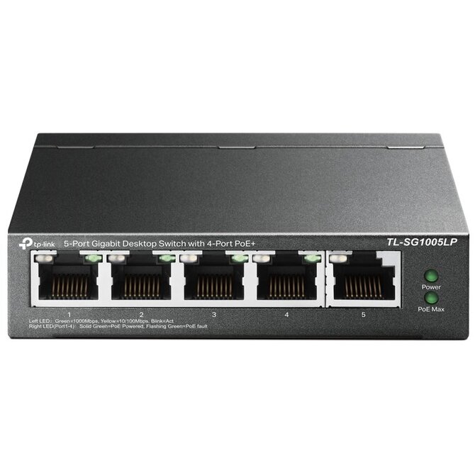 TP-Link TL-SG1005LP PoE switch 5xGLAN 4xPoE out 802.3af/at (až 30W/port)  budget 40W