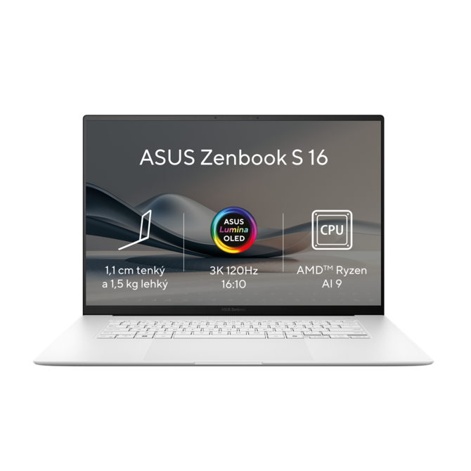 ASUS Zenbook S 16 OLED - Ryzen AI 9 HX 370/32GB/1TB SSD/AMD Radeon 880M/16"/3K/OLED/Touch/2y PUR/Win 11 PRO/bílá