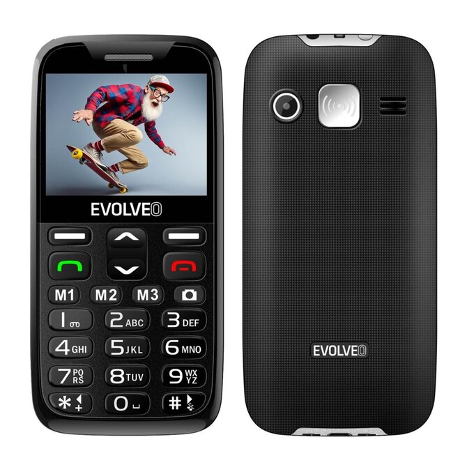 EVOLVEO EasyPhone XR, telefon pro seniory s nabíjecím stojánkem, 2,3" 320 x 240/1xSIM/0,3Mpx/microSDHC/1000 mAh/černá