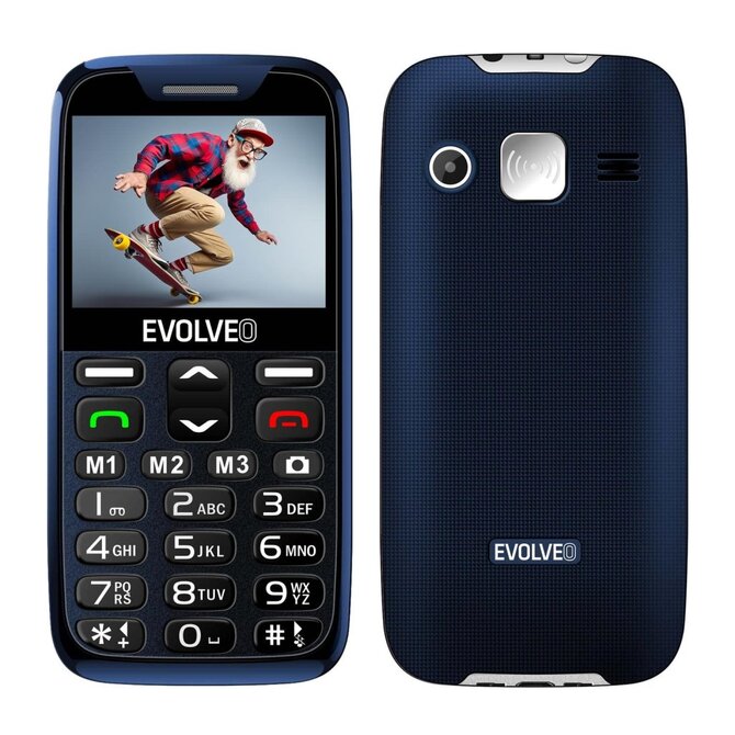 EVOLVEO EasyPhone XR, telefon pro seniory s nabíjecím stojánkem, 2,3" 320 x 240/1xSIM/0,3Mpx/microSDHC/1000 mAh/modrá