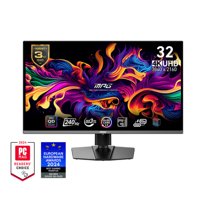 MSI Gaming monitor MPG 321URX QD-OLED, 31,5" QD-OLED/4K 3840x2160/240Hz/0,03ms/DP/2xHDMI/3xUSB/USB-C/Výškvě nastavitelný/pivot