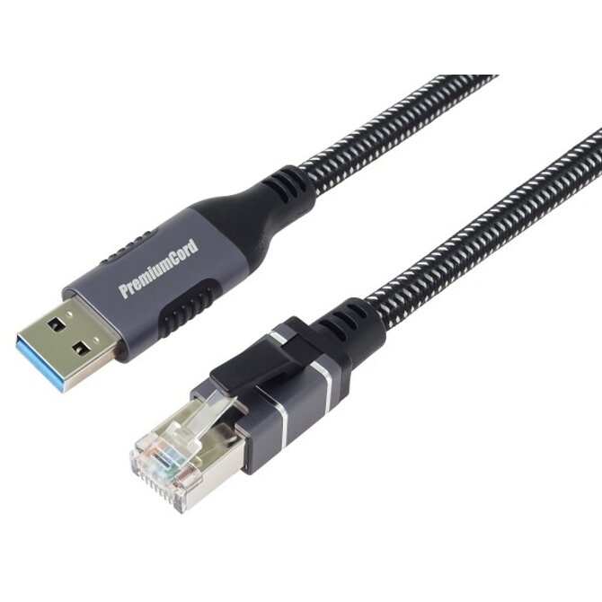 PremiumCord Ethernetový kabel USB3.2 -> LAN RJ45 10/100/1000 MBIT 3m