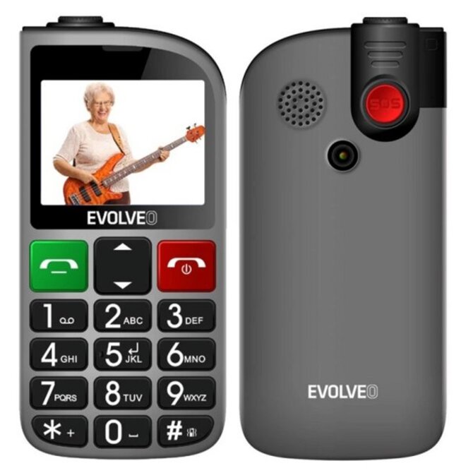 EVOLVEO EasyPhone FL, mobilní telefon pro seniory s nabíjecím stojánkem, stříbrná