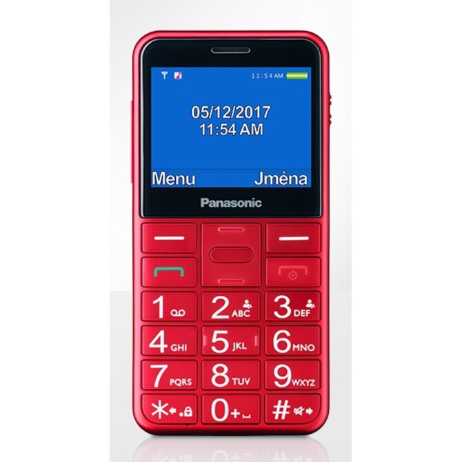 Panasonic KX-TU155EXRN mobilní telefon pro seniory -barevný displej 2,3", fotoaparát, microSD/microSDHC, USB, červený