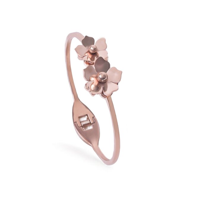 Bangles.cz Náramek chirurgická ocel Květy rose gold 981 růžově zlatá, 14 - 17 cm, chirurgická ocel