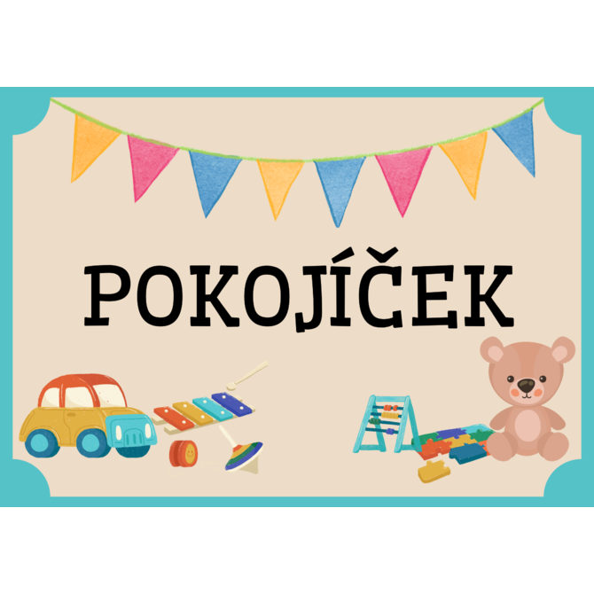 Plechová cedulka Pokojíček (modrá)