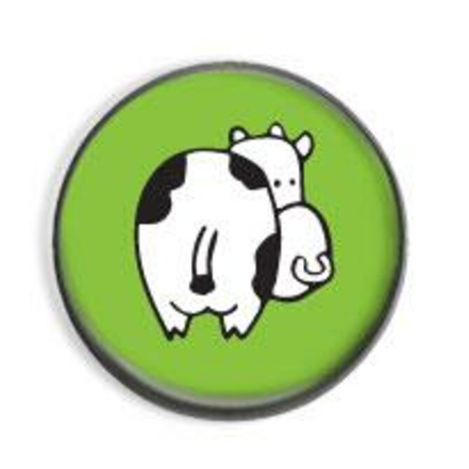 Kráva otočená zády - button