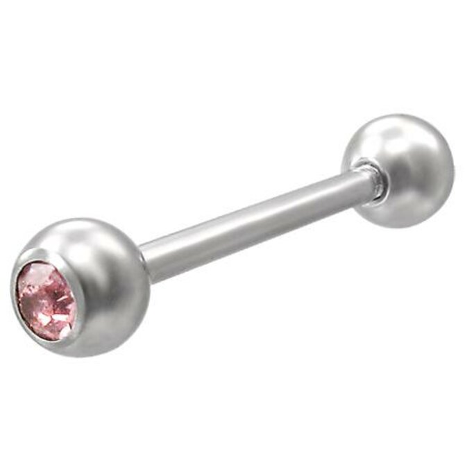 Piercing s kuličkou s růžovým sklíčkem