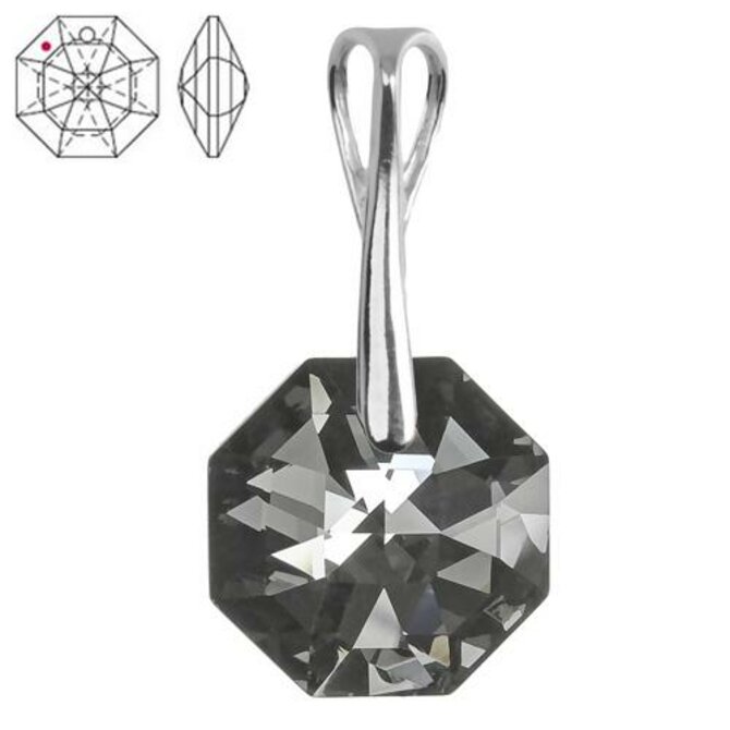 Přívěsek - Swarovski Octagon Lily 14mm Silver Night