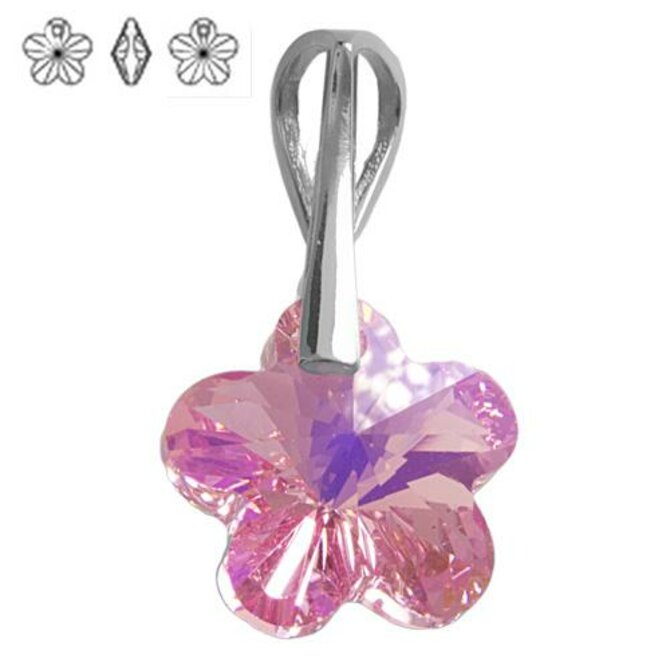 Přívěsek - Swarovski Flower 14mm Light Rose AB