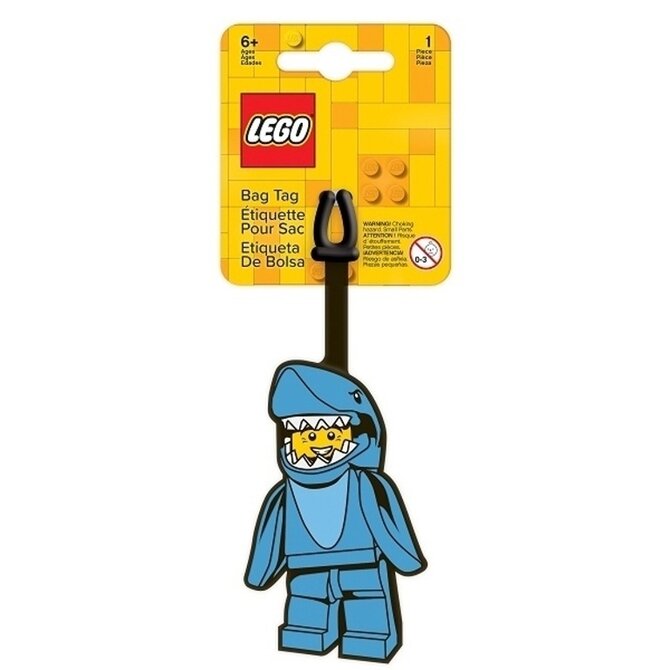 LEGO Iconic Jmenovka na zavazadlo Žralok modrá, PVC