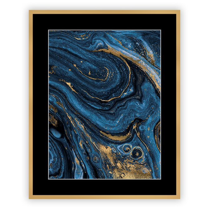 Dekoria Obraz Abstract Blue&Gold II 40 x 50 cm, 40 x 50cm