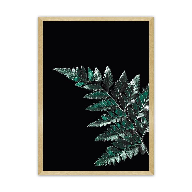 Dekoria Plakát Dark Fern Leaf, 21 x  30 cm, Volba rámku: Zlatý